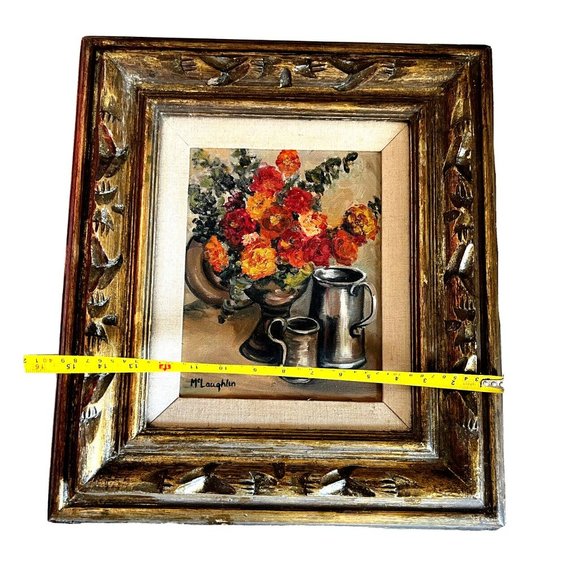 Original Oil Painting Impressionist-Still Life-Signed McLaughlin Gold Frame VTG - Picture 6 of 10